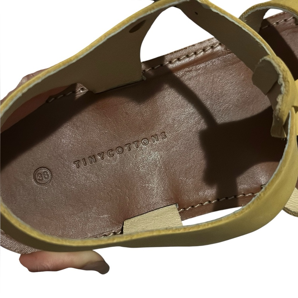 Tiny Cottons Yellow Leather Kids Sandals - Picture 7 of 14